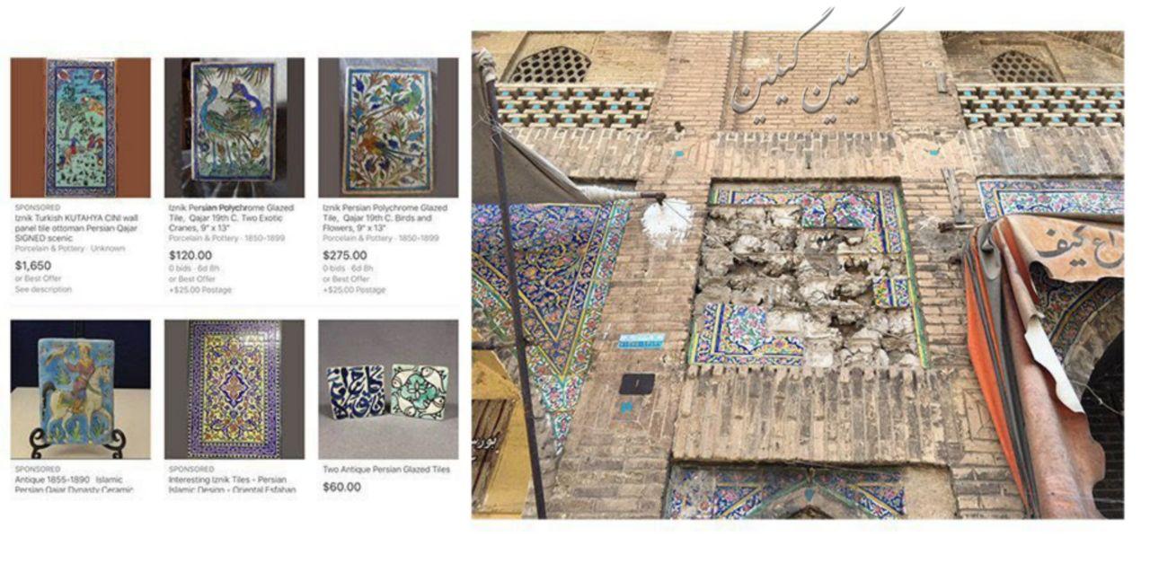 کاشی های ایرانی رو از روی بناهای تاریخی میدزدن بعد تو سایت ebay  150تا 2000 یورو می فروشن.  آبرو حیثیت نذاشتین واسمون حجت